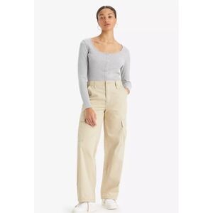 Levi's 94 Baggy Khaki Beige Cargo Pants‎ Drawstring Cinch Bottoms Women's 32